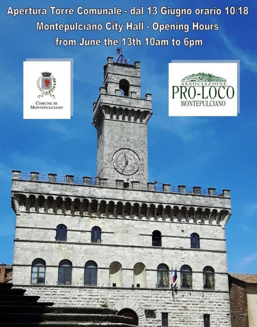 Montepulciano City Hall TOWER Opening Hours from June the 13th