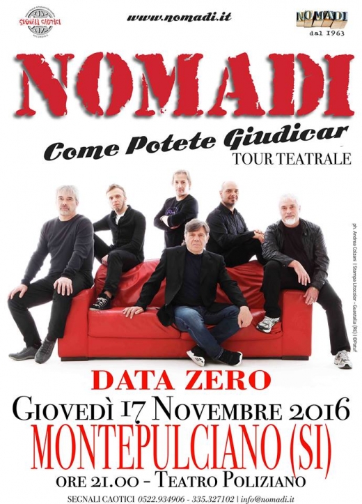 I NOMADI A MONTEPULCIANO - GIOVEDÌ 17 NOVEMBRE 2016