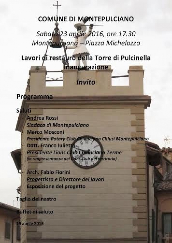 Inaugurazione restauro Torre di Pulcinella - Sabato 23 aprile 2016