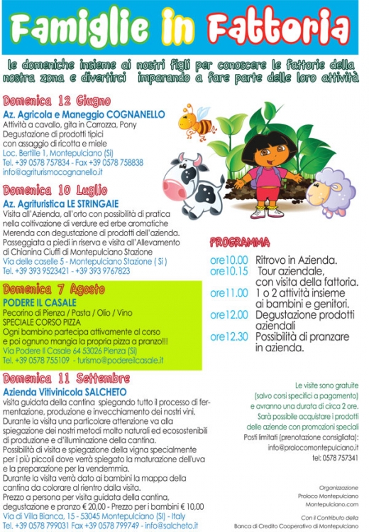 FAMIGLIE IN FATTORIA 2016 - Domenica 7 Agosto dalle ore 10.00 - Podere Il Casale (Pienza)